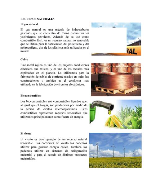 Recursos Naturales Y Su Uso Recursos Naturales El Gas Natural El Gas