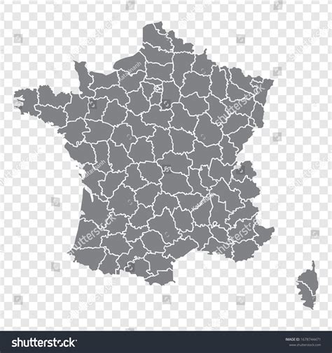 Blank Map France Departments France Map Stock Vector (Royalty Free