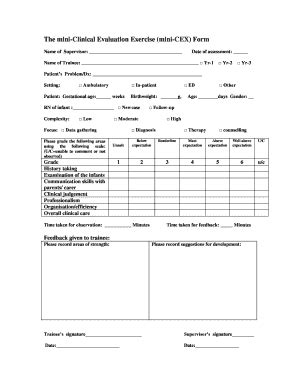 Fillable Online Nsr Org The Mini Clinical Evaluation Exercise Mini CEX