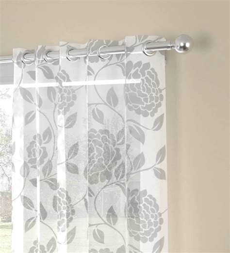 Buy White Polycotton Floral Ft Sheer Eyelet Pcs Door Curtains By