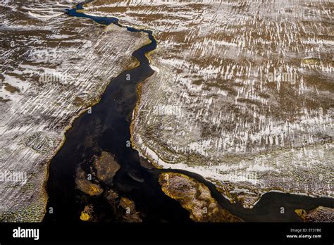 Aerial view in the fall, Thjorsa river, Iceland Stock Photo - Alamy