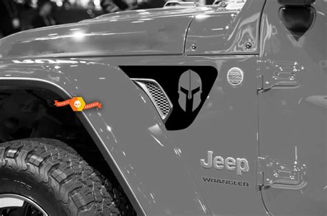 Jeep Wrangler Jl Rubicon Gladiator Spartan Helmet V2 Fender Vent Vinyl Decal