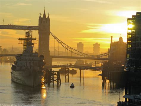 Hms Belfast From Tower Bridge Sunrise London Photo Areas And Routes