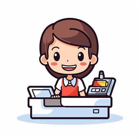 Premium Vector | Cashier cute and funny cartoon character vector ...