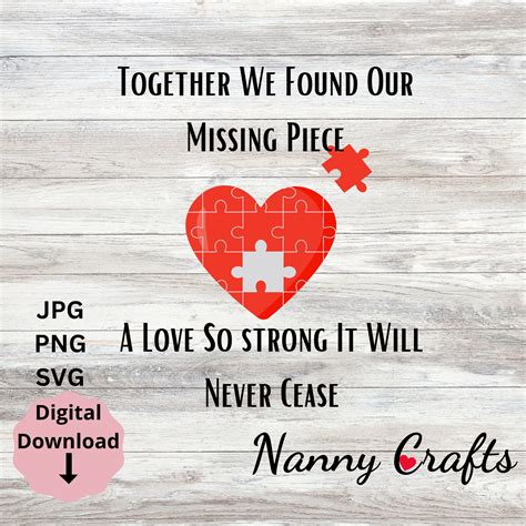 Puzzle Love Missing Piece Poem /slogan for Tshirt, Mug SVG, PNG, JPG