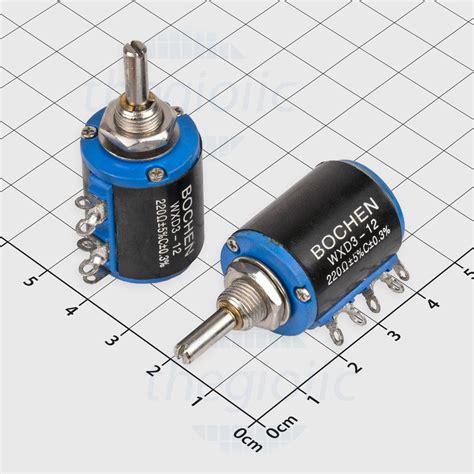 WXD3-12-221 Biến Trở 220 Ohm 1W 5% 5 Vòng, 5%, núm vặn 4mm