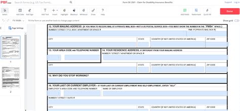 Claim For Disability Insurance Di Benefits Form De 2501 — Pdfliner