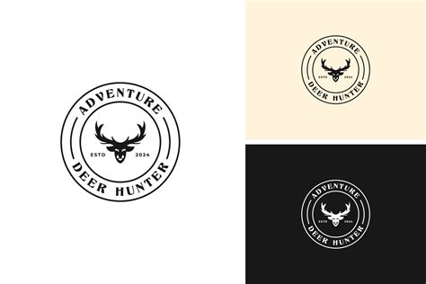 Hunting Deer Logo Design Illustration Template Idea Vector Art