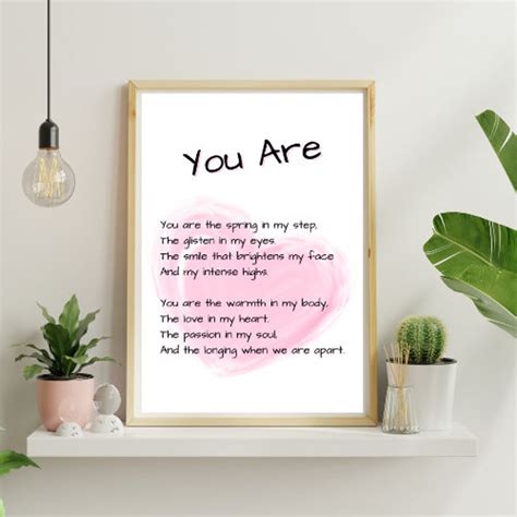 You Are Love Poem A4 Poem Print Wall Art Digital Download Wife Girlfriend T Anniversary