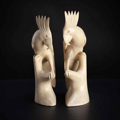 Hibiscus Bird Carved Bookends Decora Loft