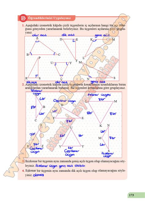 5 Sınıf Matematik Ders Kitabı Cevapları Özgün Matbaacılık Sayfa 173