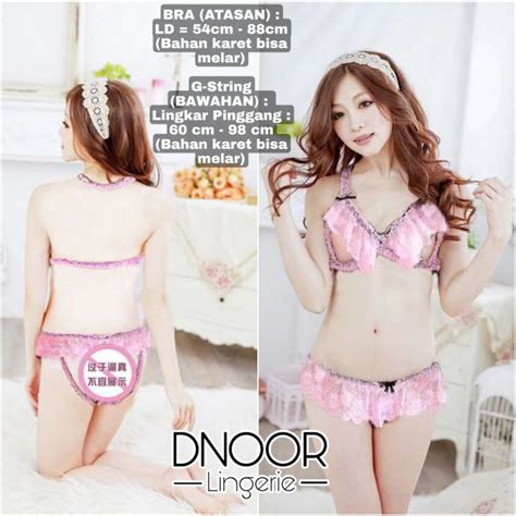 Jual Lingerie Set Bra Dan G String Transparant Pita Bunga Seksi Baju