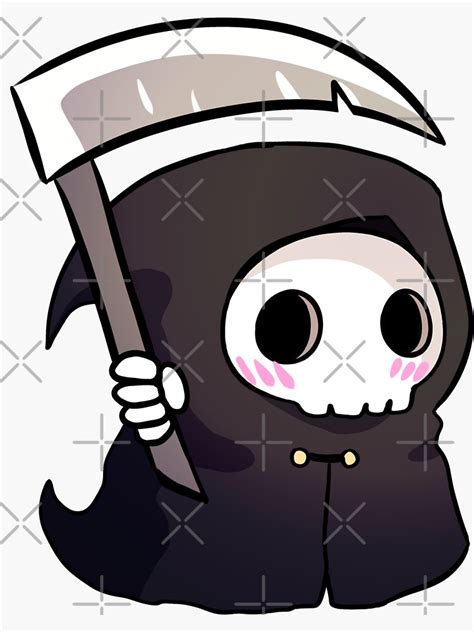 Cute Grim Reaper Illustration Sticker For Sale By Yarafantasyart