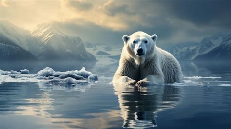 Premium AI Image | solitary polar bear on a shrinking ice floe