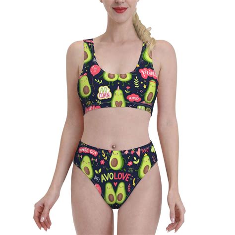 Lukts Women High Waisted Bikini Set Avocado Love Swimsuit Piece Bathing Suit Tummy Control