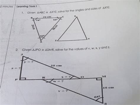 Solved Minutes Learning Taski Given Delta Abc Delta Xyz Solve