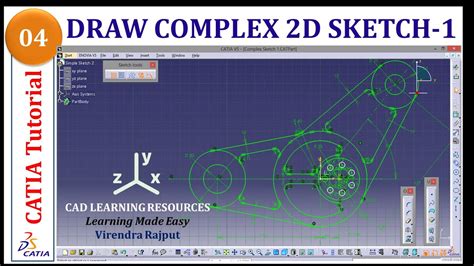 CATIA Tutorial 4 Draw Complex 2D Sketch 1 YouTube