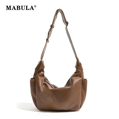 Mabula Brown Hobo Purse For Female Simple Fashion Female Shoulder