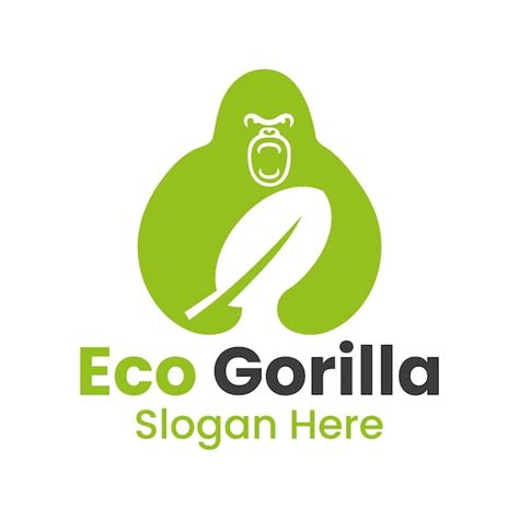 Modèle De Concept D espace Négatif Gorilla Eco Logo Gorille Tenant Le