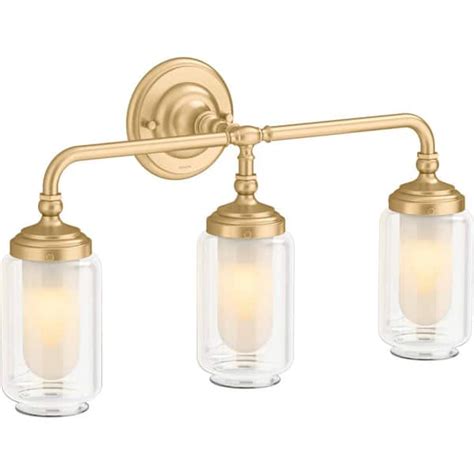 Kohler Artifacts 3 Light Brushed Moderne Brass Wall Sconce 32806 Sc03 2gl The Home Depot