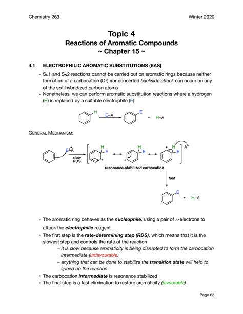 Topic 4 Rxns Aromatic Ch263 Wi20 Topic 4 Reactions Of Aromatic