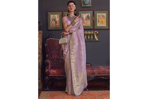 Purple Silk Festival Wear Weaving Saree Khabutaisilk