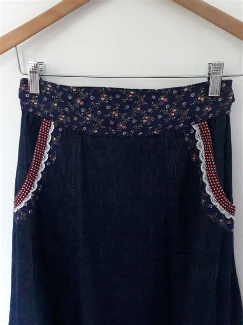 VTG 1970s Gunne Sax Calico Denim Prairie Peasant Cot Gem