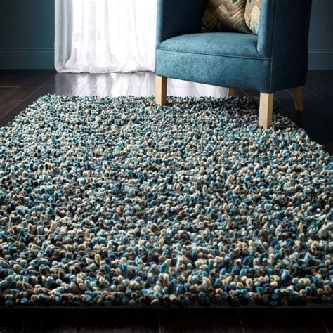 Origins Rocks Shaggy Blue Wool Rug