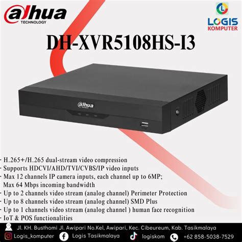 XVR Dahua XVR5108HS I3 8 Channels Penta Brid 5M N 1080P Compact 1U