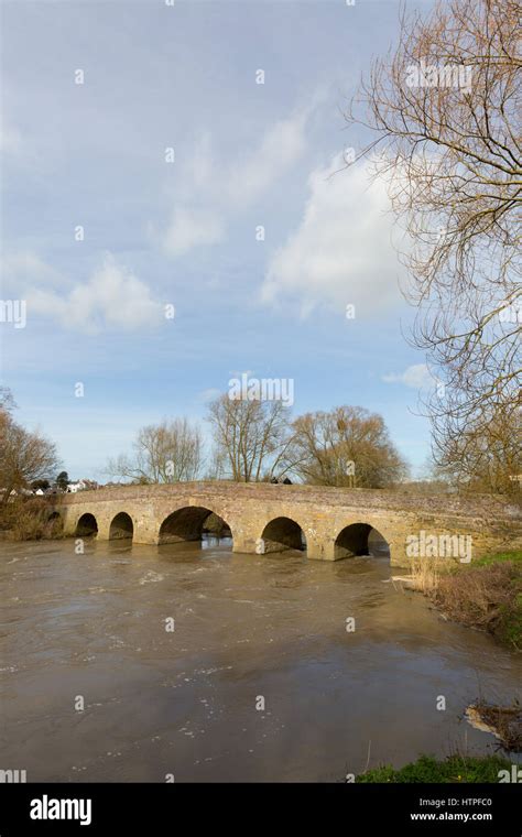 Pershore Bridge, a 17th century stone bridge across the River Avon at ...