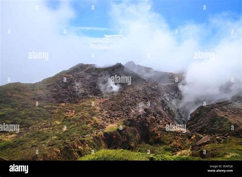 Volcano La Soufriere Crater In Guadeloupe Natural Landmark Active