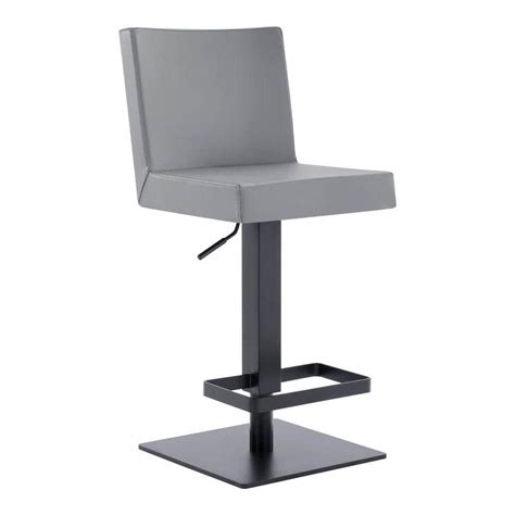 Benjara In Gray And Black Low Back Metal Frame Bar Stool With