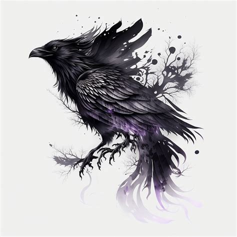 Raven Tattoo Design White Background PNG File Download High Resolution ...