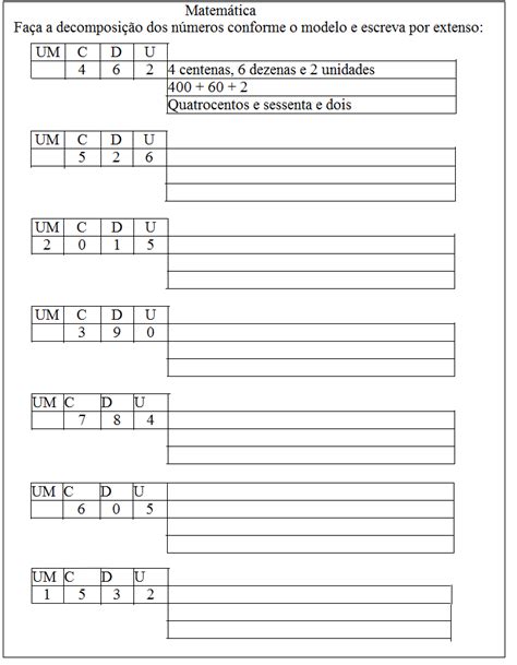 Atividade sobre Composição e Decomposição