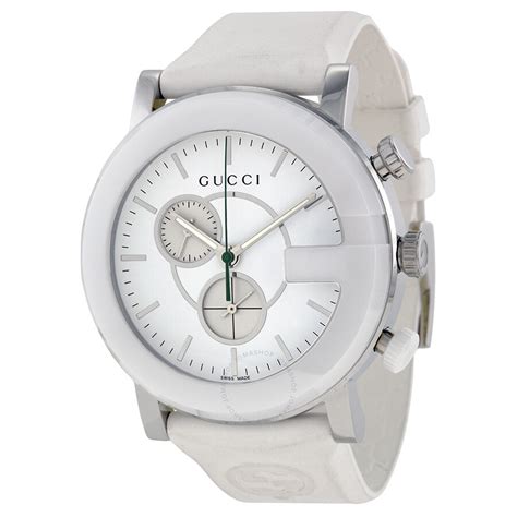 Gucci G Timeless Chronograph White Dial White Rubber Strap Men S Watch