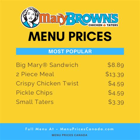 Mary Brown’s Menu & Prices in Canada – 2023 – Menu Prices Canada