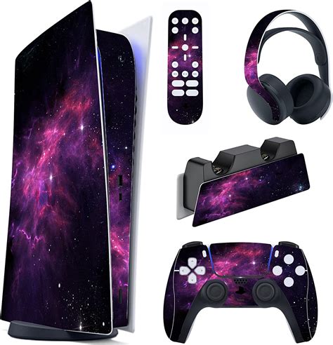 PlayVital Purple Nebula Full Set Skin Decal For Ps5 Console Digital