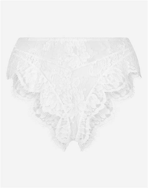 High Waisted Lace Briefs In White For Women Dolceandgabbana®