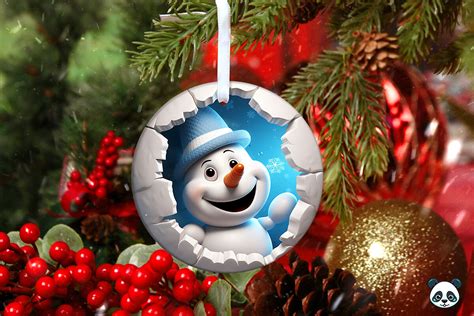 Snowman 3D Christmas Ornament Graphic by Pandastic · Creative Fabrica