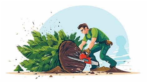 Man Cutting Tree Cartoon Vector Illustration | Premium AI-generated vector