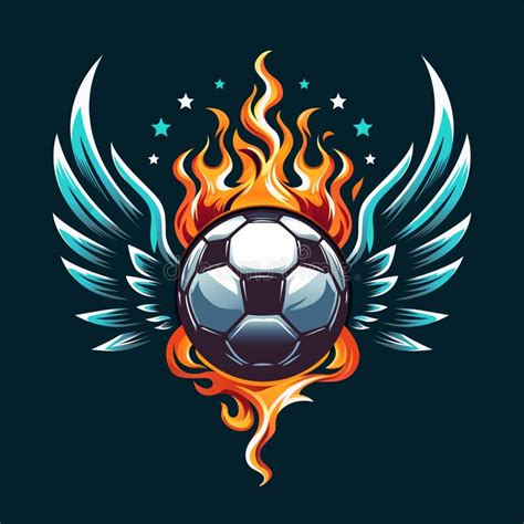 Elegant Football Logo Template Design with Ball, Wings and Fire Element ...