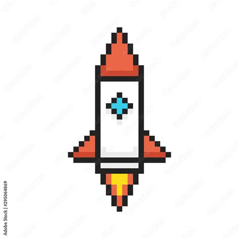 Rocket. Pixel art. Retro game style. Vector illustration. Stock Vector ...