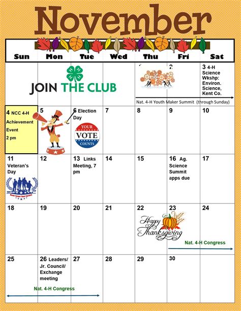 November through January Calendars | New Castle County 4-H Newsletter