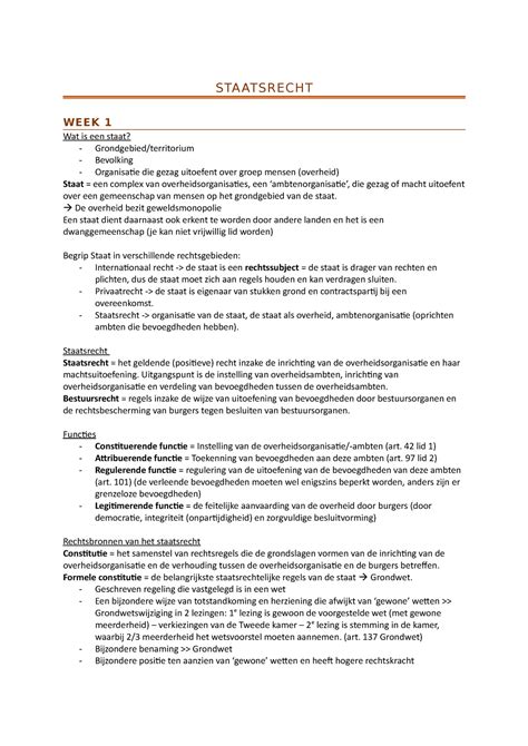 Staatsrecht Samenvatting STAATSRECHT WEEK 1 Wat Is Een Staat