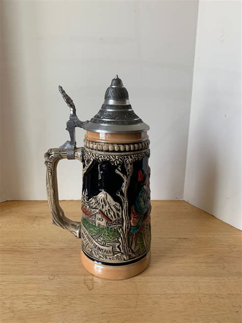 Vintage Original Zoller And Born Lidded German Beer Stein