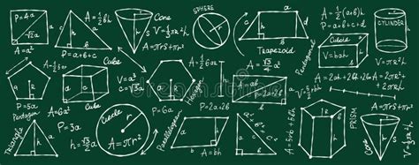 Mathematics And Geometry Figures And Formulas On White Background