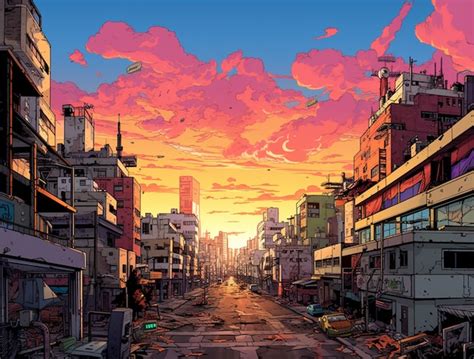 Paisagem Urbana De Rea Urbana Inspirada Em Anime Foto Gr Tis