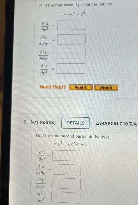 Solved Find The Four Second Partial Derivatives