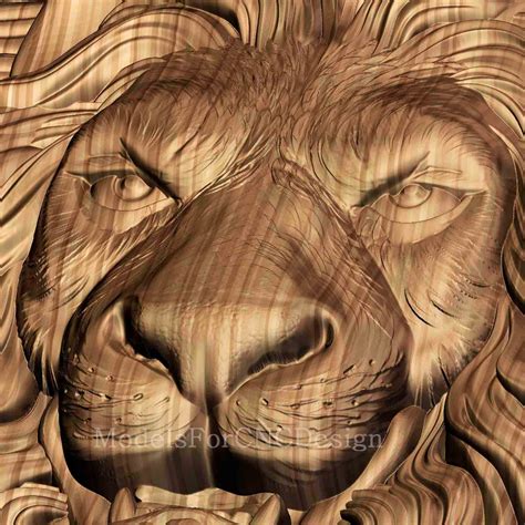 Lion Head 3D STL Model For CNC Router Files For Wood Relief Etsy