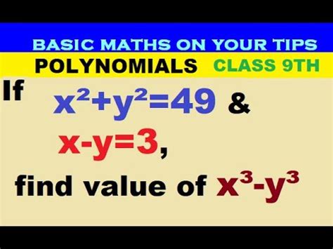 If x² y² 49 and x y 3 Then find the value of x³ y³ YouTube